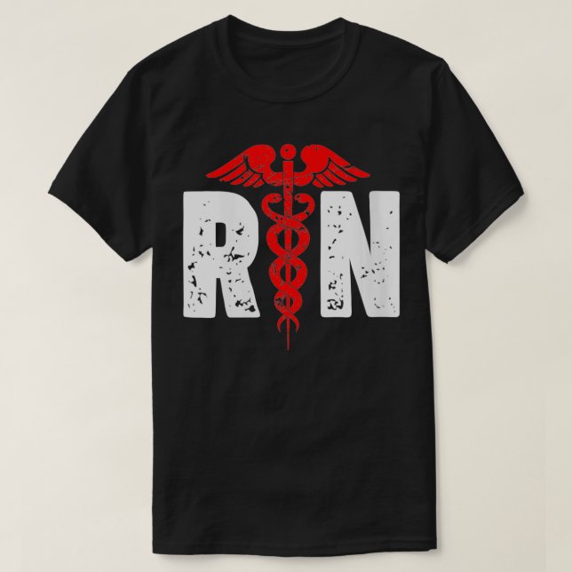 Womens RN med sjuksköterska logotyp RN Registrerad T Shirt (Design framsida)