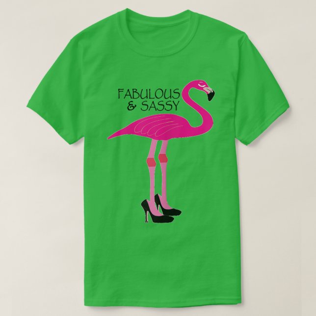 Womens Rosa Flamingo Shirt Fabulous och Sassy with T (Design framsida)