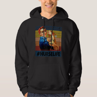 Womens Rosie Riveter Vintage Retro Nurse Life Hoodie
