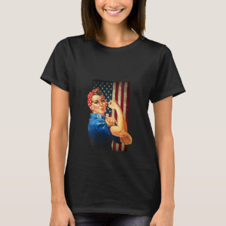 Womens Rosie the Riveter och bär amerikansk Flagga T Shirt