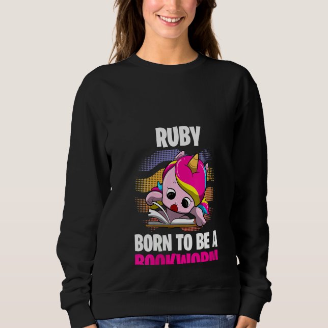 Womens Ruby Born som bokmask Personlig T Shirt (Framsida)