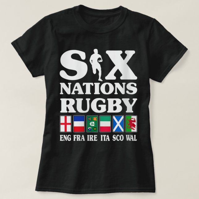 Womens Rugby 6 Nations England Frankrike Ireland I T Shirt (Design framsida)