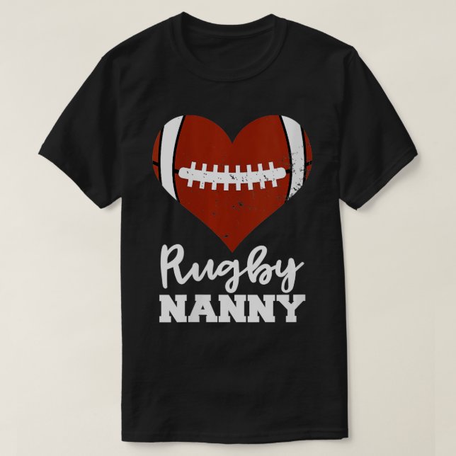 Womens Rugby Nanny Heart Funny Rugby Player Nanny T Shirt (Design framsida)