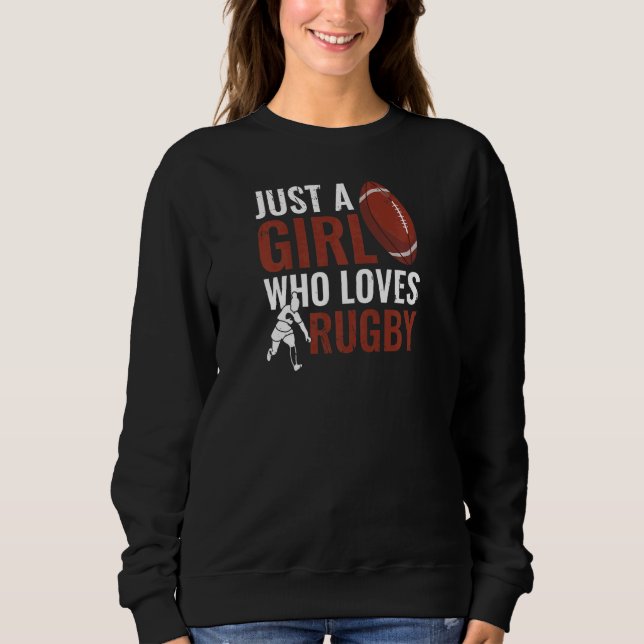 Womens  Rugbys Just A Girl Who Loves Rugby Rugger  T Shirt (Framsida)