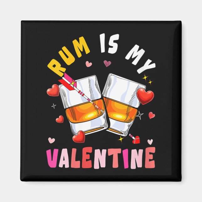 Women's Rum Is My Valentine Hearts Matching Drinke Magnet (Framsidan)