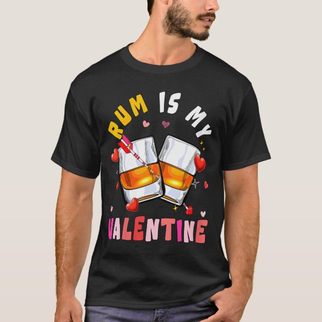 Women's Rum Is My Valentine Hearts Matching Drinke T Shirt (Framsida)