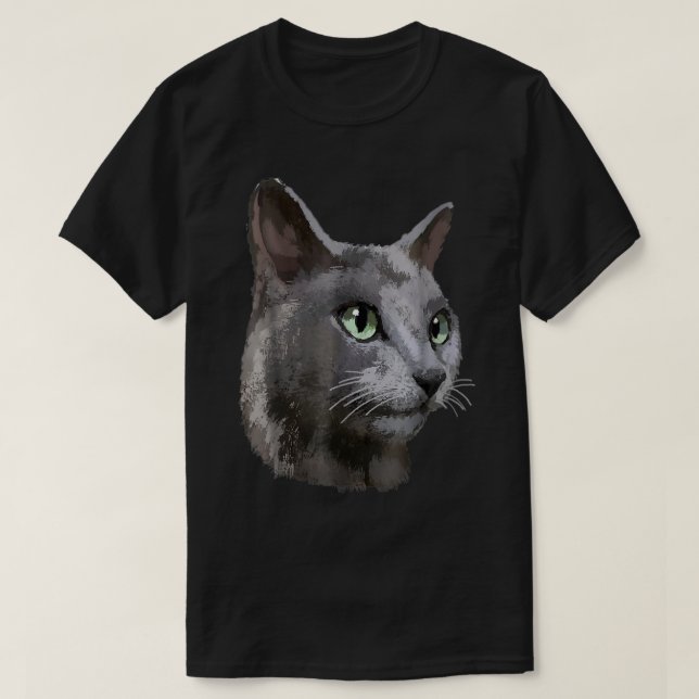 Womens Russian Blue Cat Tee Tees VNeck  (Design framsida)