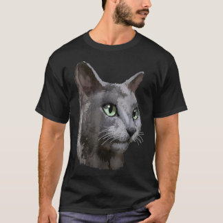 Womens Russian Blue Cat Tee Tees VNeck