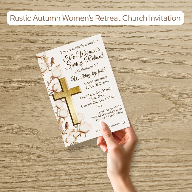 Womens Rustic Autumn Retreat Church Invitation Inbjudningar (Skapare uppladdad)