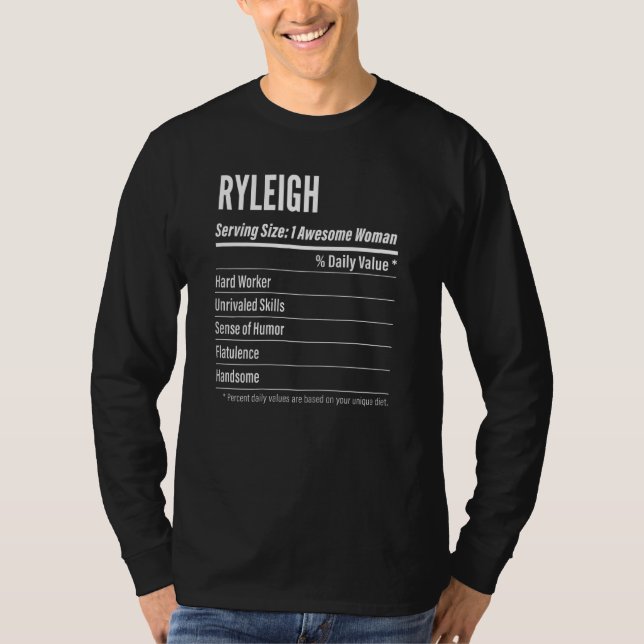 Womens Ryleigh serverar Storlek näringsvärdesdekla T Shirt (Framsida)