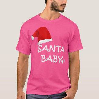 Womens Santa BabyPregnancy Announcement Christmas  T Shirt