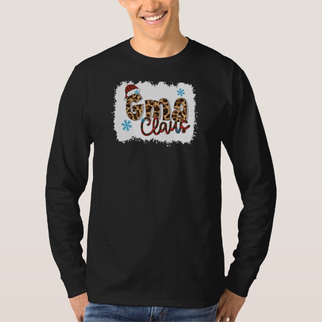 Womens Santa Gma Claus Snowflake Leopard Christma T Shirt (Framsida)