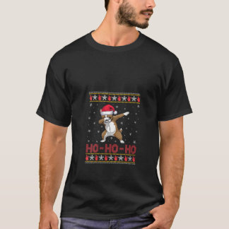 Womens Santa Hat Dabbing Frenchie Dog Ho Ho Ho Fun T Shirt