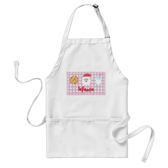 Womens Santa Mjölk och Cookies, Vuxen Apron Förkläde (Framsidan)