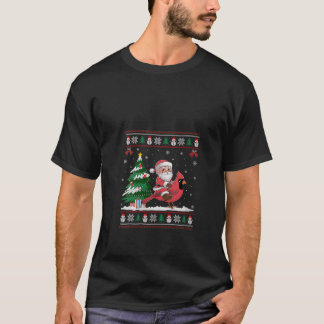 Womens Santa Riding Cardinal Bird Träd Lighting Ch T Shirt