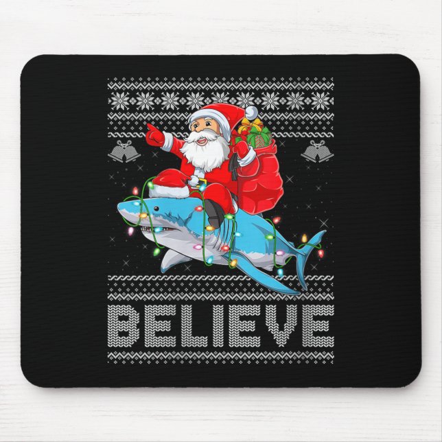 Womens Santa Riding Shark Ugly Christmas Sweater B Musmatta (Framsidan)