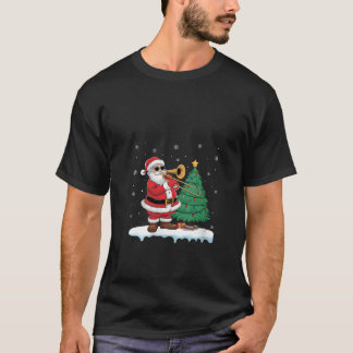 Womens Santa Spelar Trombone Boys Girls Kids Träd T Shirt