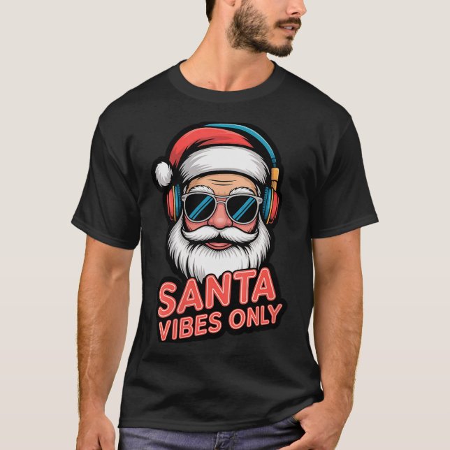 Womens Santa Vibes Only Funny P Culture Christmas  T Shirt (Framsida)