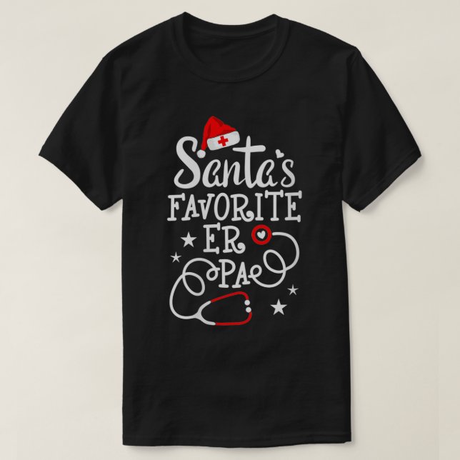 Womens Santa's Favorite ER PA jul ER Physici T Shirt (Design framsida)