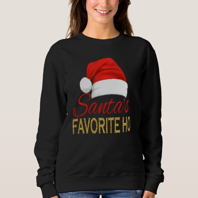 Womens Santa's Favorite Ho Funny Santa's Hat Chris T Shirt (Framsida)