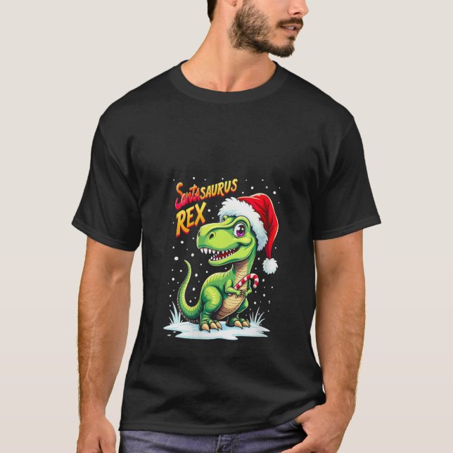 Womens Santasaurus Rex Funny Dinosaur xmas Santa H T Shirt (Framsida)