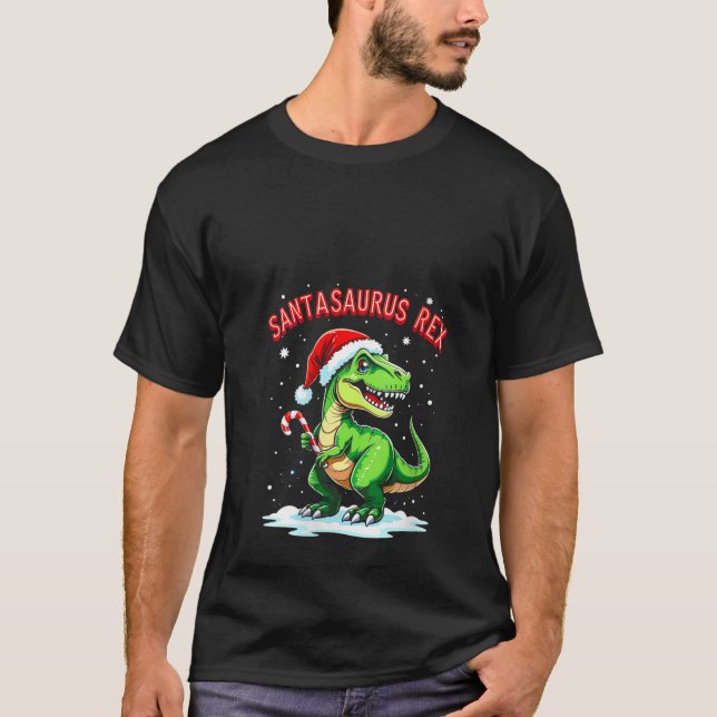 Womens Santasaurus Rex Funny Dinosaur xmas Santa H T Shirt (Framsida)