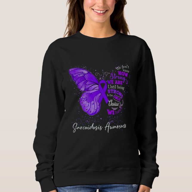 Womens Sarcoidosis Awareness Purple Ribbon Butterf T Shirt (Framsida)
