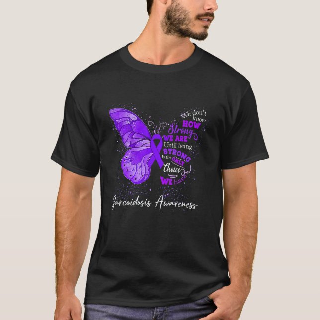 Womens Sarcoidosis Awareness Purple Ribbon Butterf T Shirt (Framsida)