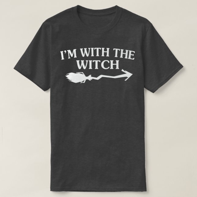 Womens Scary Halloween design broom witch  T Shirt (Design framsida)