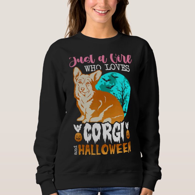 Womens Scary Halloween dog corgi holder T Shirt (Framsida)