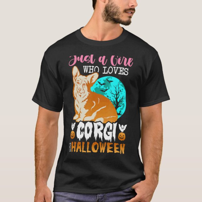 Womens Scary Halloween dog corgi holder T Shirt (Framsida)