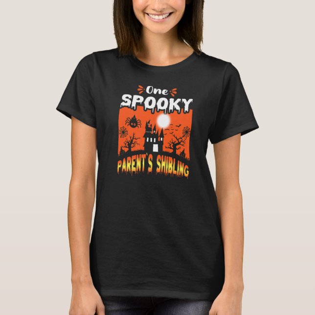 Womens Scary Spooky Halloween Haunted Castle Night T Shirt (Framsida)