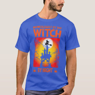 Womens Scary spooky Halloween witch haunted castle T Shirt
