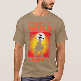 Womens Scary spooky Halloween witch haunted castle T Shirt