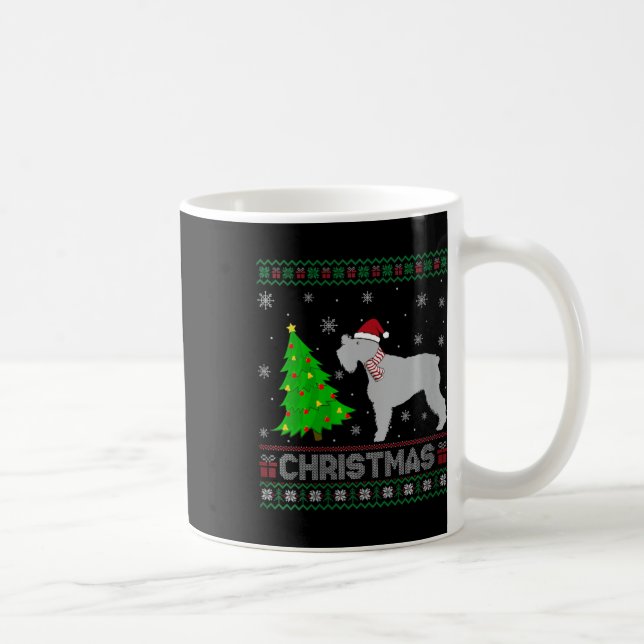 Womens Schnauzer Hund Julafton Träd Lighting Ugly  Kaffemugg (Höger)