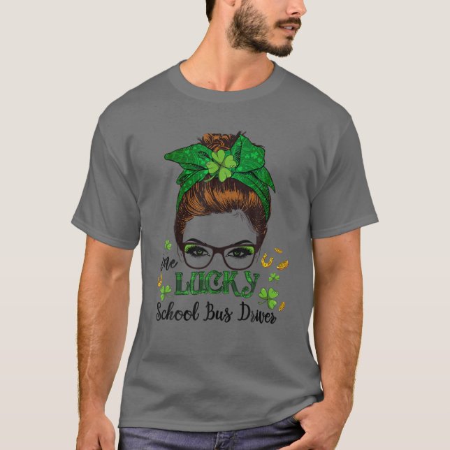 Womens School Buss Driver St patricks day Lucky Sh T Shirt (Framsida)