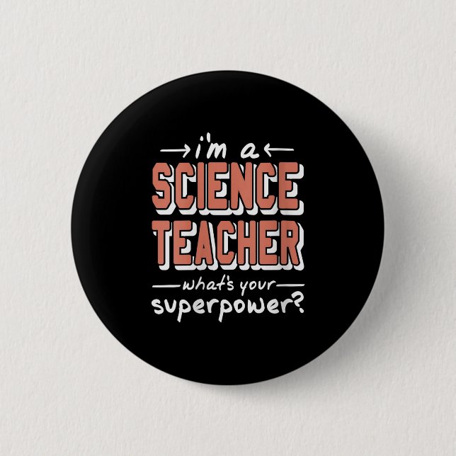 Womens Science Teacher Superwer Funny Nerd Pride V Knapp (Framsida)
