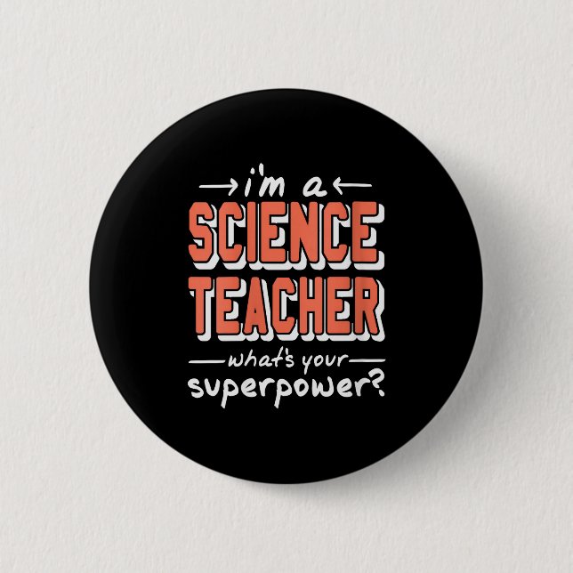 Womens Science Teacher Superwer Funny Nerd Pride V Knapp (Framsida)