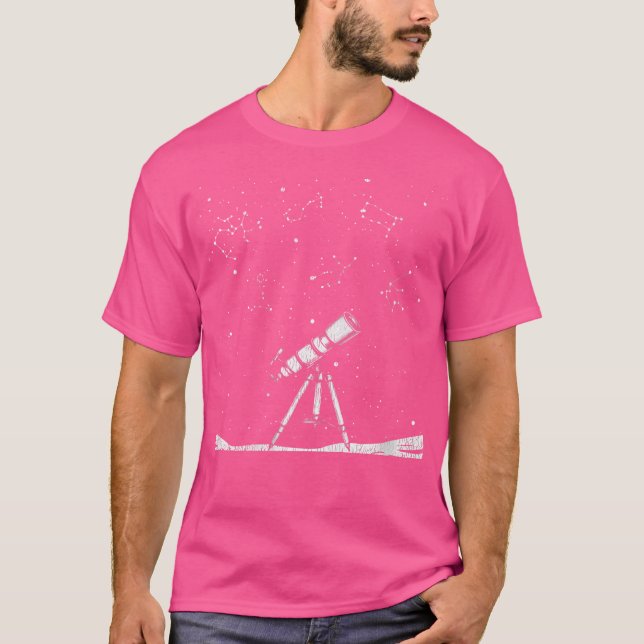 Womens Scientist Gift Telescope Astronomy T Shirt (Framsida)