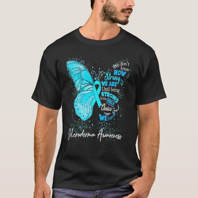 Womens Scleroderma Awareness Teal Ribbon Butterfly T Shirt (Framsida)