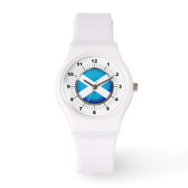 Women's Scotland Flagga Sporty White Silicon Watch Armbandsur