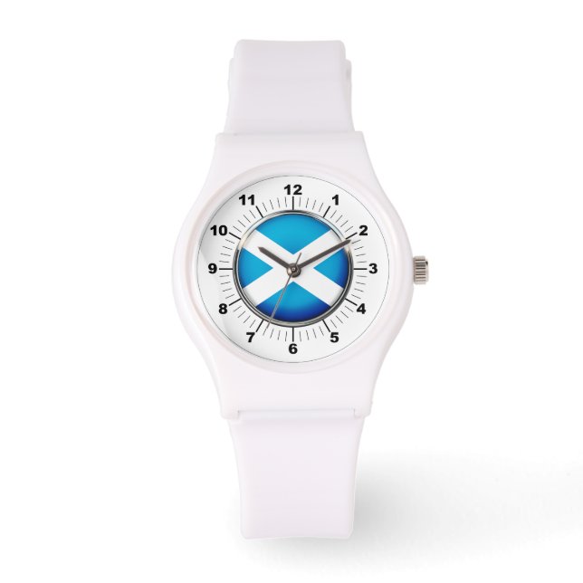 Women's Scotland Flagga Sporty White Silicon Watch Armbandsur (Framsida)