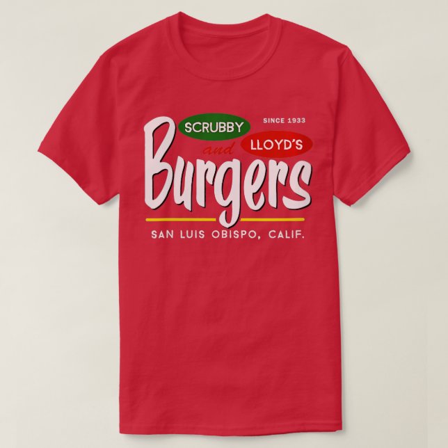 Womens Scrubby Lloyds Burgers San Luis Obispo Cal T Shirt (Design framsida)