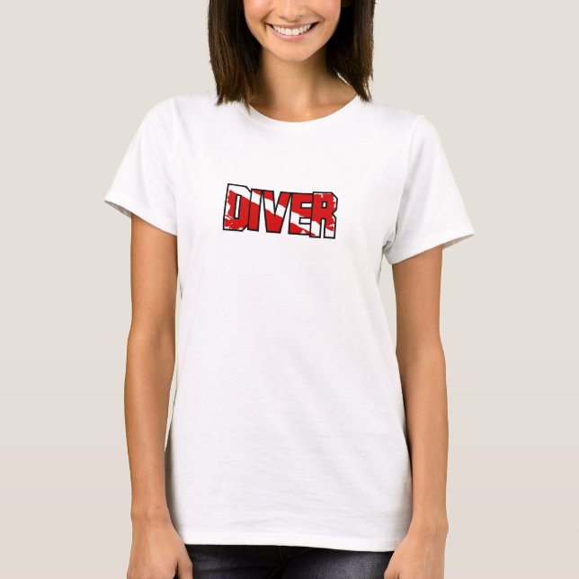 Women's Scuba Diver Down Flag T Shirt (Framsida)