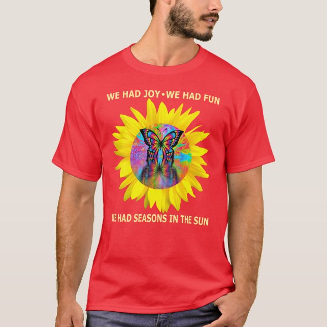Womens Seasons in the Sun Retro 70s Lyrics Butterf T Shirt (Framsida)