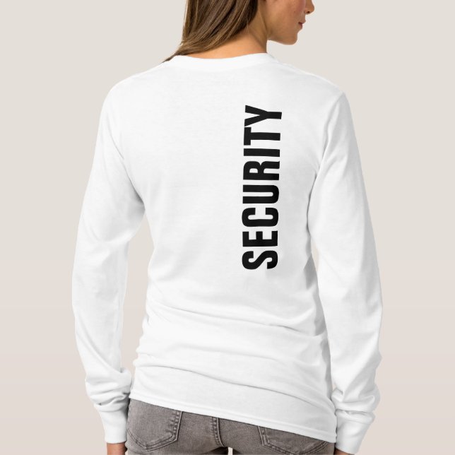 Womens Security T-Shirt Front Print White (Baksida)