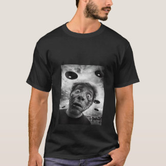 Womens Selfie med UFO:s Alien Funny Zombie Hallowe T Shirt