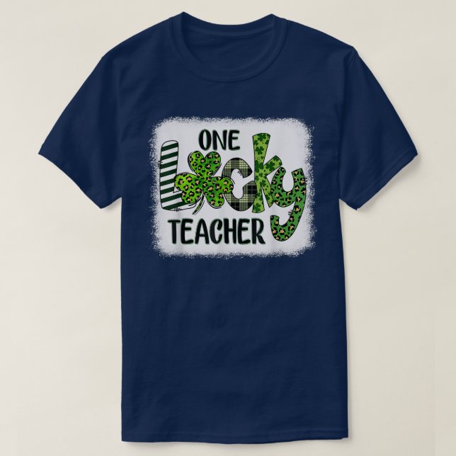 Womens Shamrock One Lucky Teacher St  T Shirt (Design framsida)