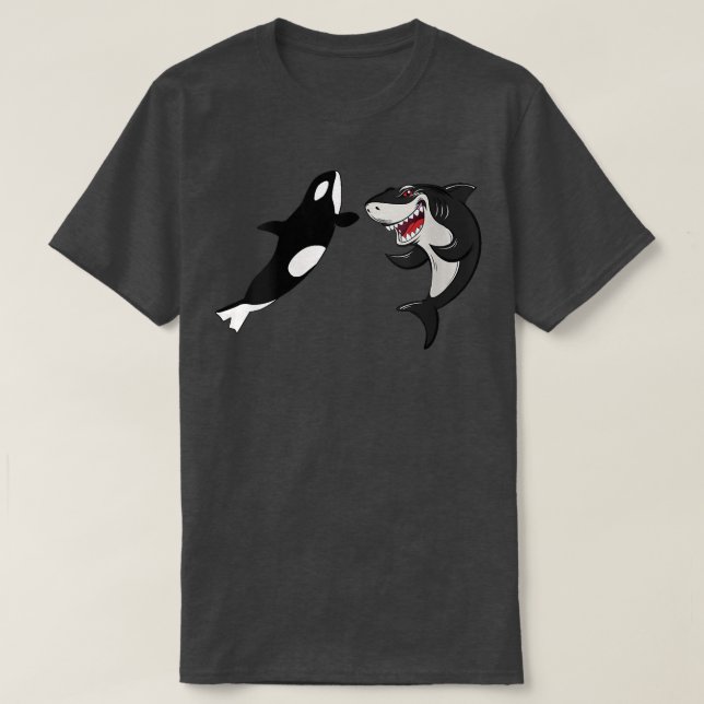 Womens Shark vs Orca Tee Funny Shark and Orca Love (Design framsida)