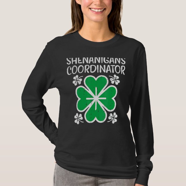Womens Shenanigans Coordinator Funny St Patricks D T Shirt (Framsida)